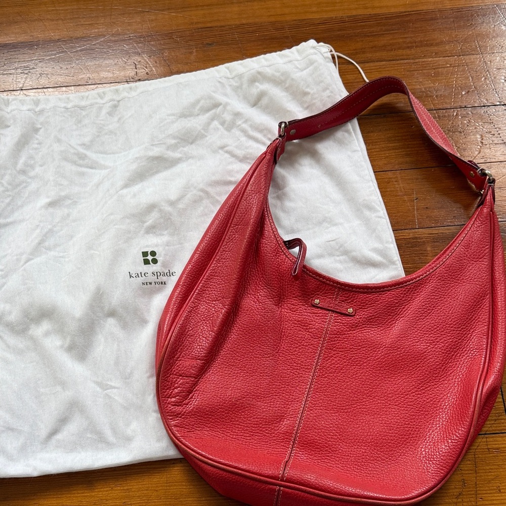 kate spade Red Pebbled Leather Hobo Bag